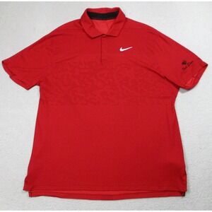 Nike Tiger Woods Polo Shirt Mens Large Red Dri-FIT ADV Golf BearDance DR5327-887